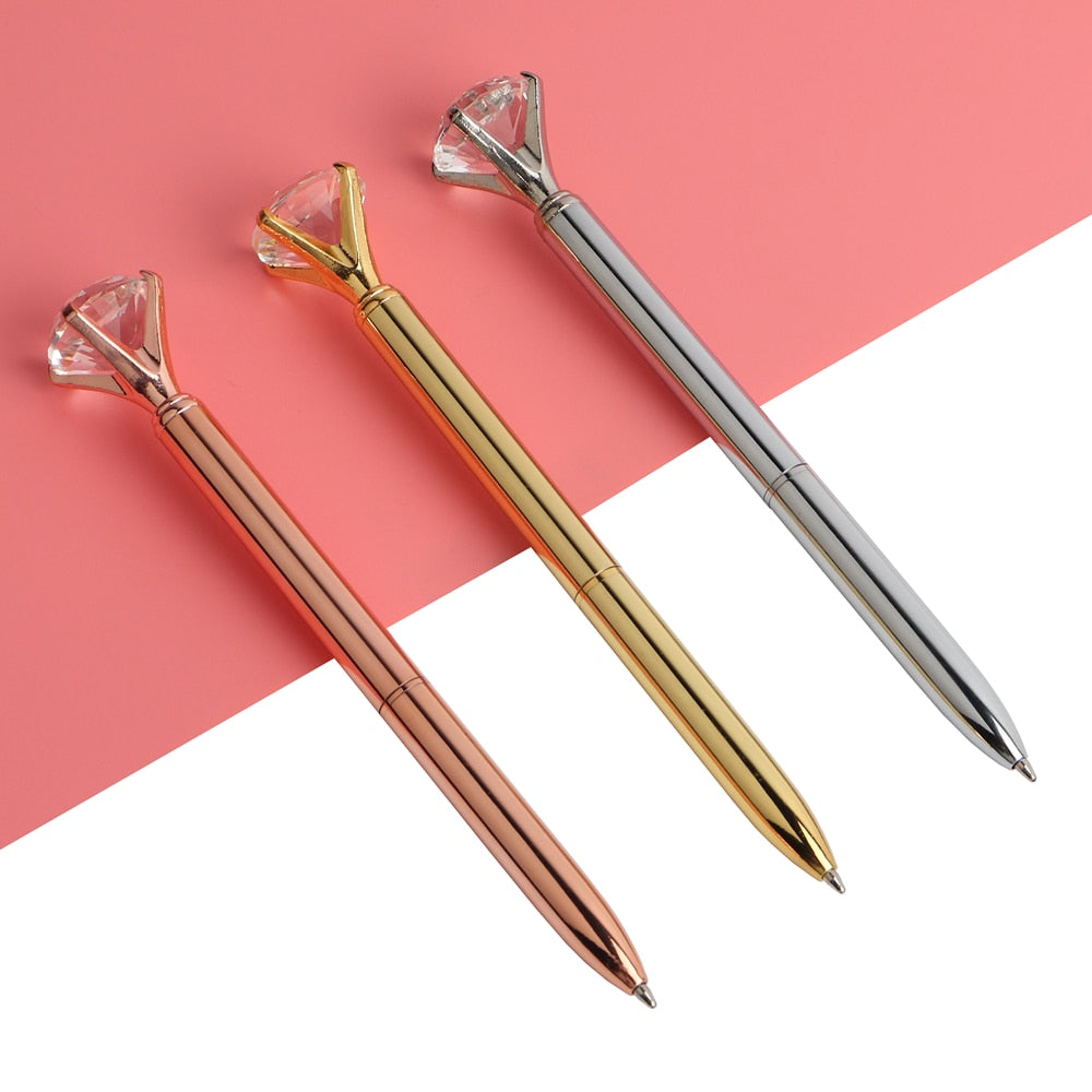 21Color Kawaii Ballpoint Pen Big Gem Metal Ball Pen With Large Diamond