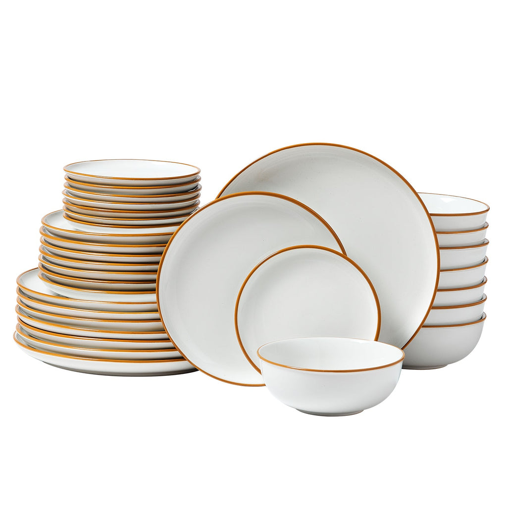 32 PCS Dinnerware Set Ceramic Plates and Bowls Sets Service for 8 White