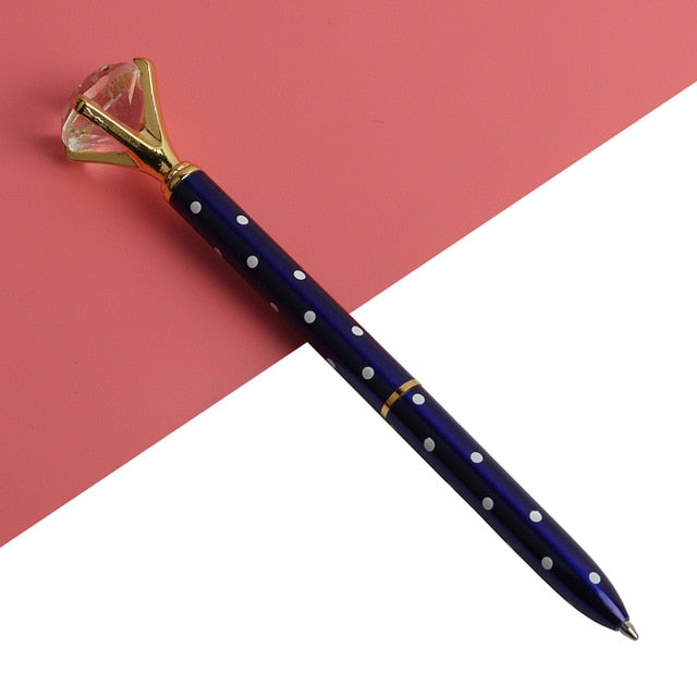 21Color Kawaii Ballpoint Pen Big Gem Metal Ball Pen With Large Diamond