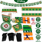 171Pcs Baseball Party Supplies Kit Baseball Birthday Party Disposable Dinnerware Set