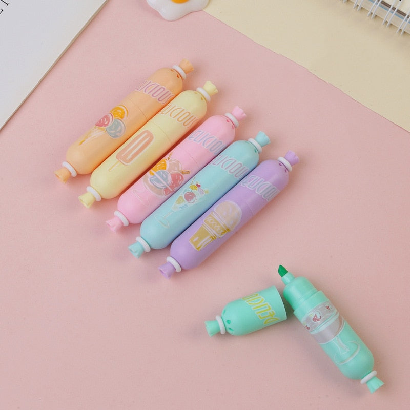 1 PCS Cute Mini Highlighter Lovely Cartoon Paint Marker Pen