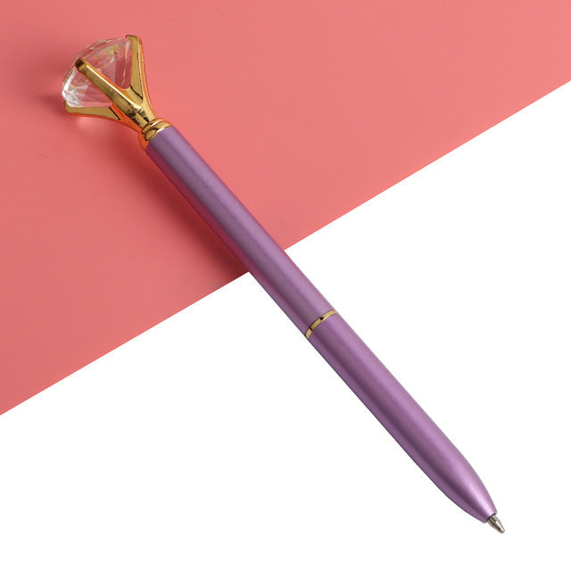 21Color Kawaii Ballpoint Pen Big Gem Metal Ball Pen With Large Diamond