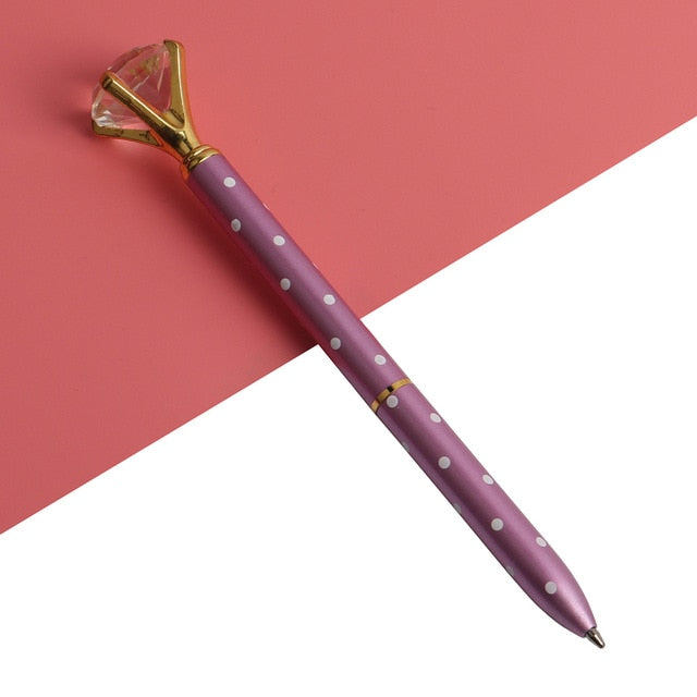21Color Kawaii Ballpoint Pen Big Gem Metal Ball Pen With Large Diamond