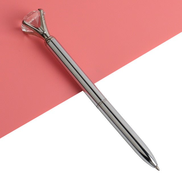 21Color Kawaii Ballpoint Pen Big Gem Metal Ball Pen With Large Diamond