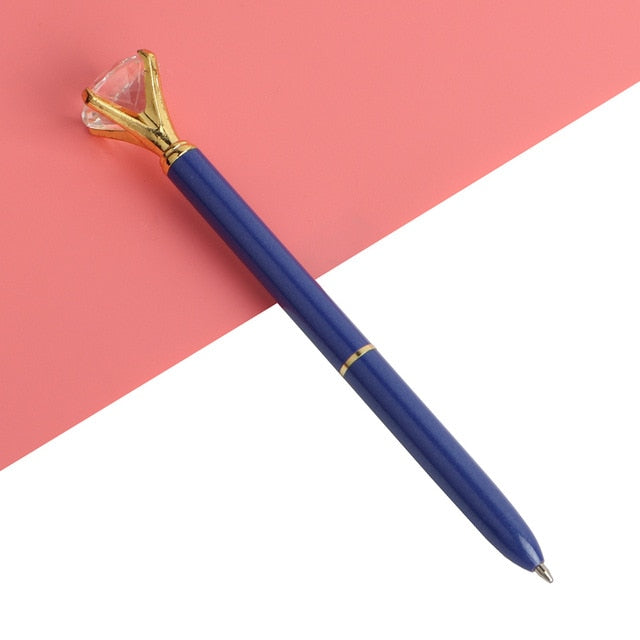 21Color Kawaii Ballpoint Pen Big Gem Metal Ball Pen With Large Diamond