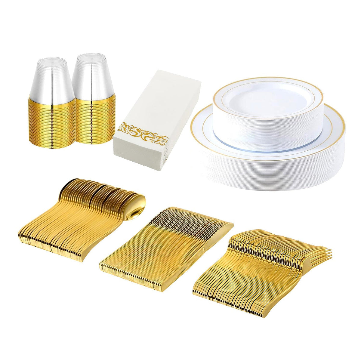 175Pcs Disposable Gold Dinnerware Set