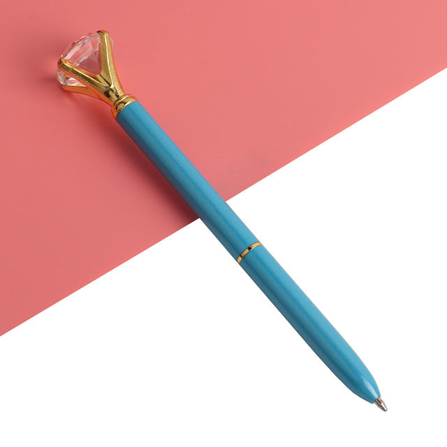 21Color Kawaii Ballpoint Pen Big Gem Metal Ball Pen With Large Diamond