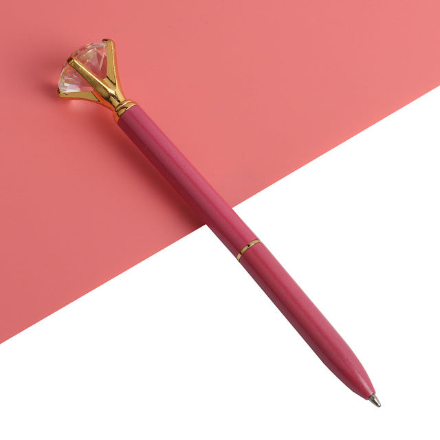 21Color Kawaii Ballpoint Pen Big Gem Metal Ball Pen With Large Diamond