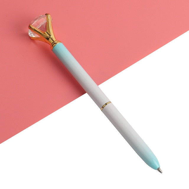 21Color Kawaii Ballpoint Pen Big Gem Metal Ball Pen With Large Diamond
