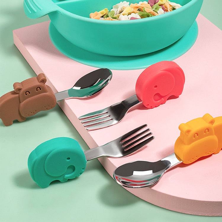 Baby Gadgets Tableware Set Children Utensil Stainless Steel Toddler Dinnerware