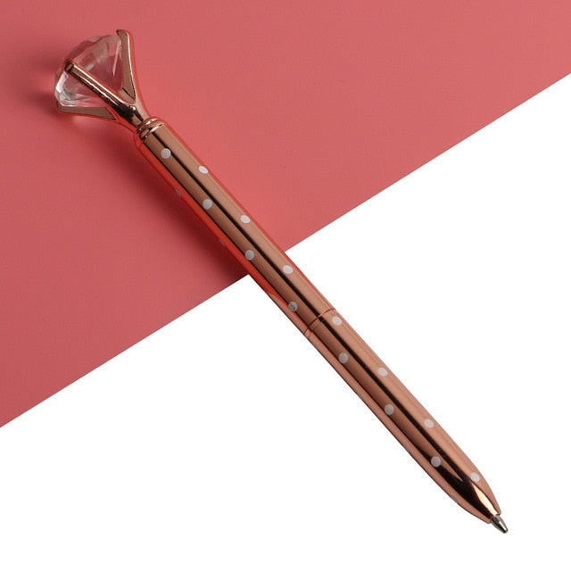 21Color Kawaii Ballpoint Pen Big Gem Metal Ball Pen With Large Diamond