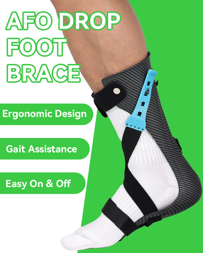 AFO Drop Foot Brace, Adjustable Ankle Support Orthosis for Stroke Recovery & Daily Mobility