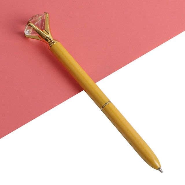 21Color Kawaii Ballpoint Pen Big Gem Metal Ball Pen With Large Diamond