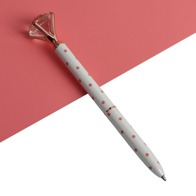21Color Kawaii Ballpoint Pen Big Gem Metal Ball Pen With Large Diamond