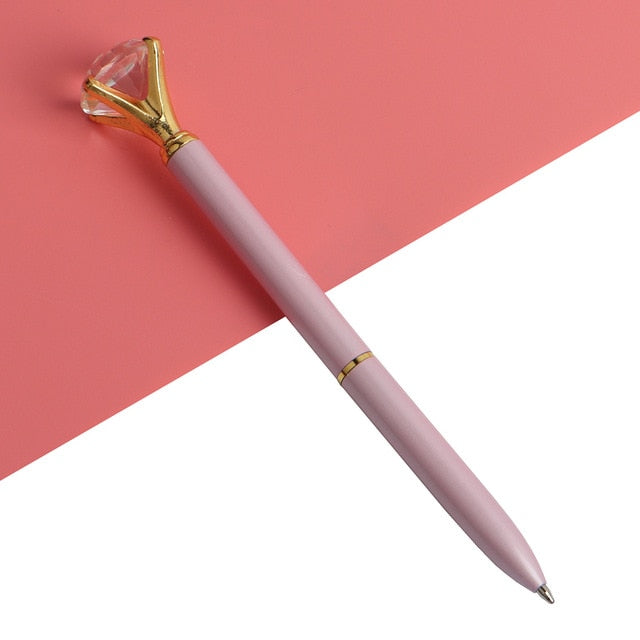 21Color Kawaii Ballpoint Pen Big Gem Metal Ball Pen With Large Diamond