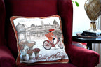 Tache Flowers of Florence Italy Skyline European Postcard Woven Tapestry Throw Pillow Cover (14003)