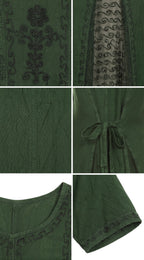 Sakkas Hailey Cap Sleeve Caftan Long Embroidered Stonewashed Dress