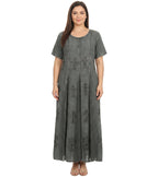 Sakkas Hailey Cap Sleeve Caftan Long Embroidered Stonewashed Dress