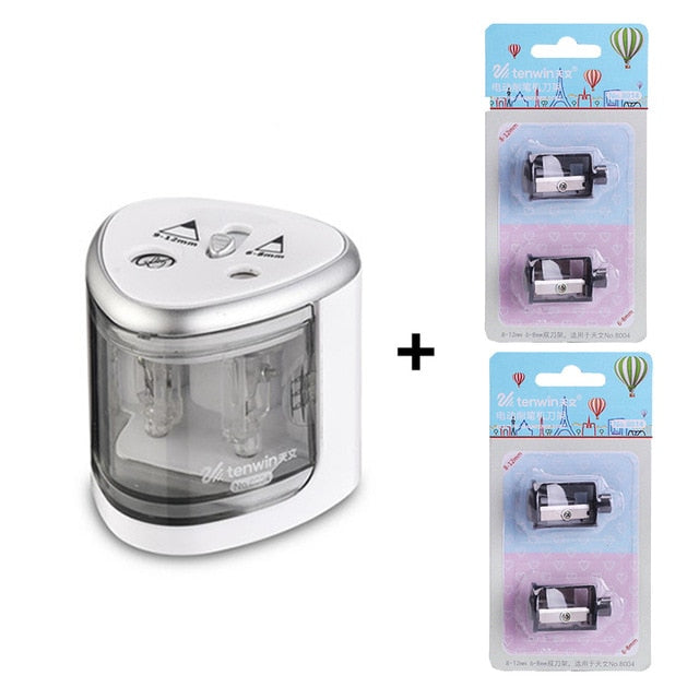 New Automatic pencil sharpener Two-hole Electric Switch Pencil Sharpener