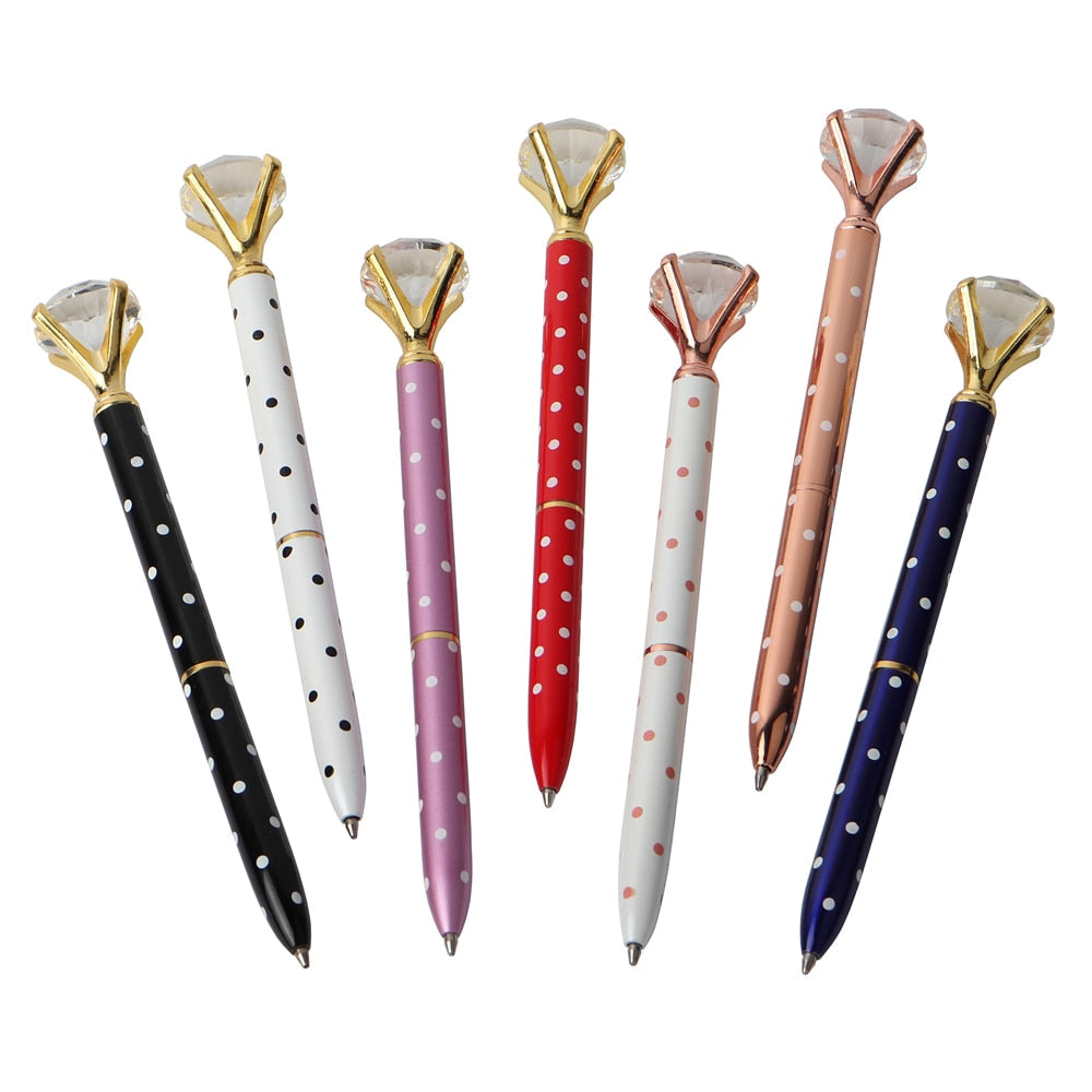 21Color Kawaii Ballpoint Pen Big Gem Metal Ball Pen With Large Diamond