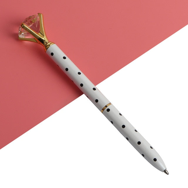 21Color Kawaii Ballpoint Pen Big Gem Metal Ball Pen With Large Diamond