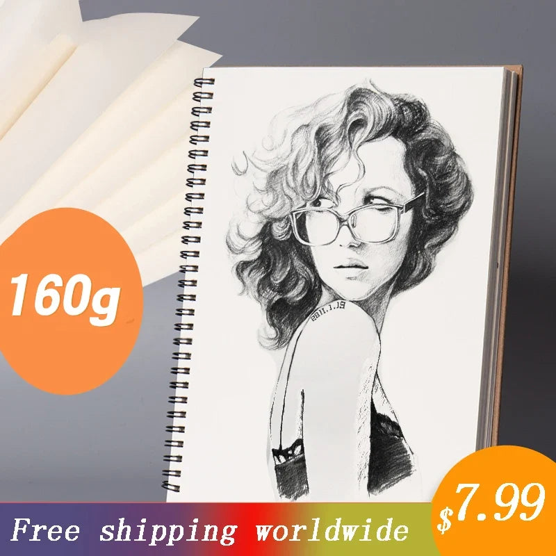 Sketchbook 8K / 16K / A4 Painting Diary Painting Graffiti Soft Cover Black Paper Sketch Book