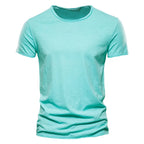 100% Cotton Men T-shirt Casual Soft Fitness Summer Thin T-shirts Men's Home Clothes O-Neck Short Sleeve Soild T Shirt for Men