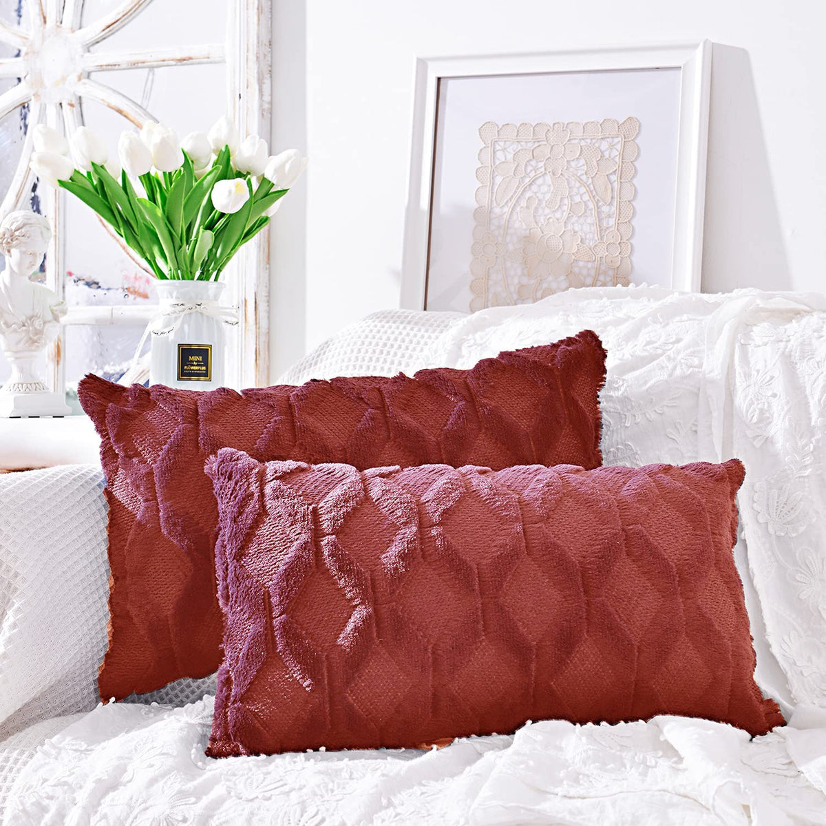 Pack of 2 bundle One 18"x18" with a matching color of one 12"x20" Square and rectangle combo set