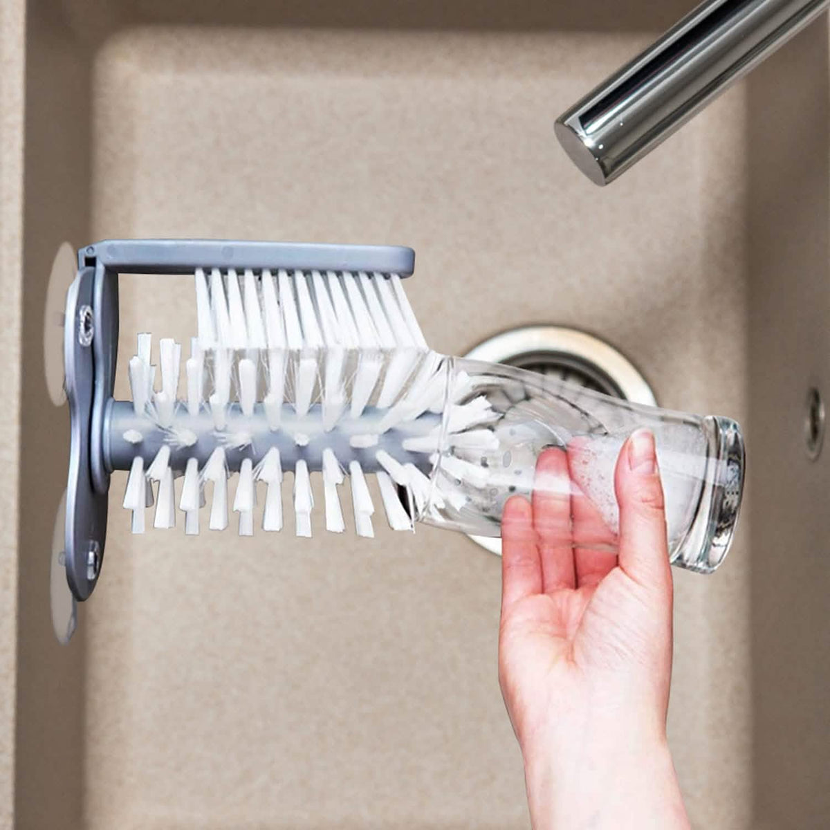Water Bottle Cleaning Brush with Suction Base Glass Beer Cup