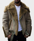 Men's Belted Faux Shearling Jacket