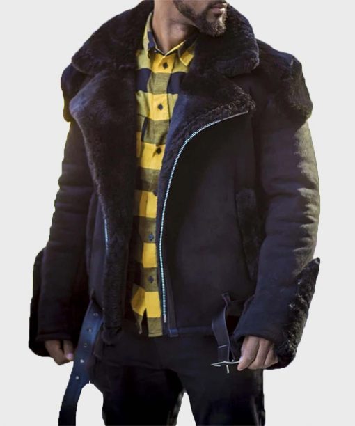 Men's Belted Faux Shearling Jacket