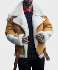 Men's Belted Faux Shearling Jacket