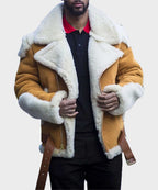 Men's Belted Faux Shearling Jacket