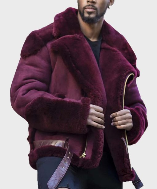 Men's Belted Faux Shearling Jacket