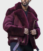 Men's Belted Faux Shearling Jacket