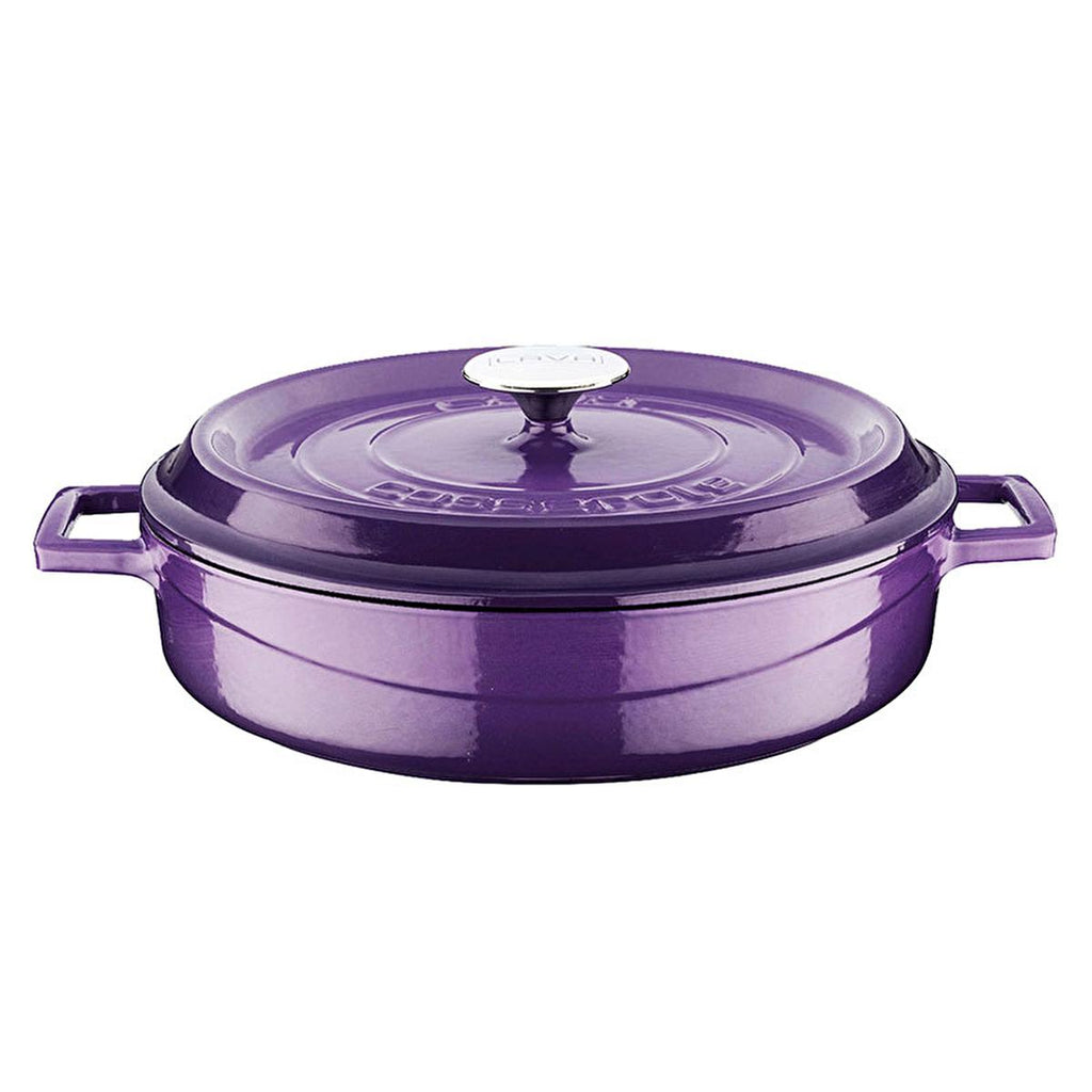 Lava Purple Cast Iron Multi-Purpose Cookware - 11 Inch Round Enamel Coated Pot
