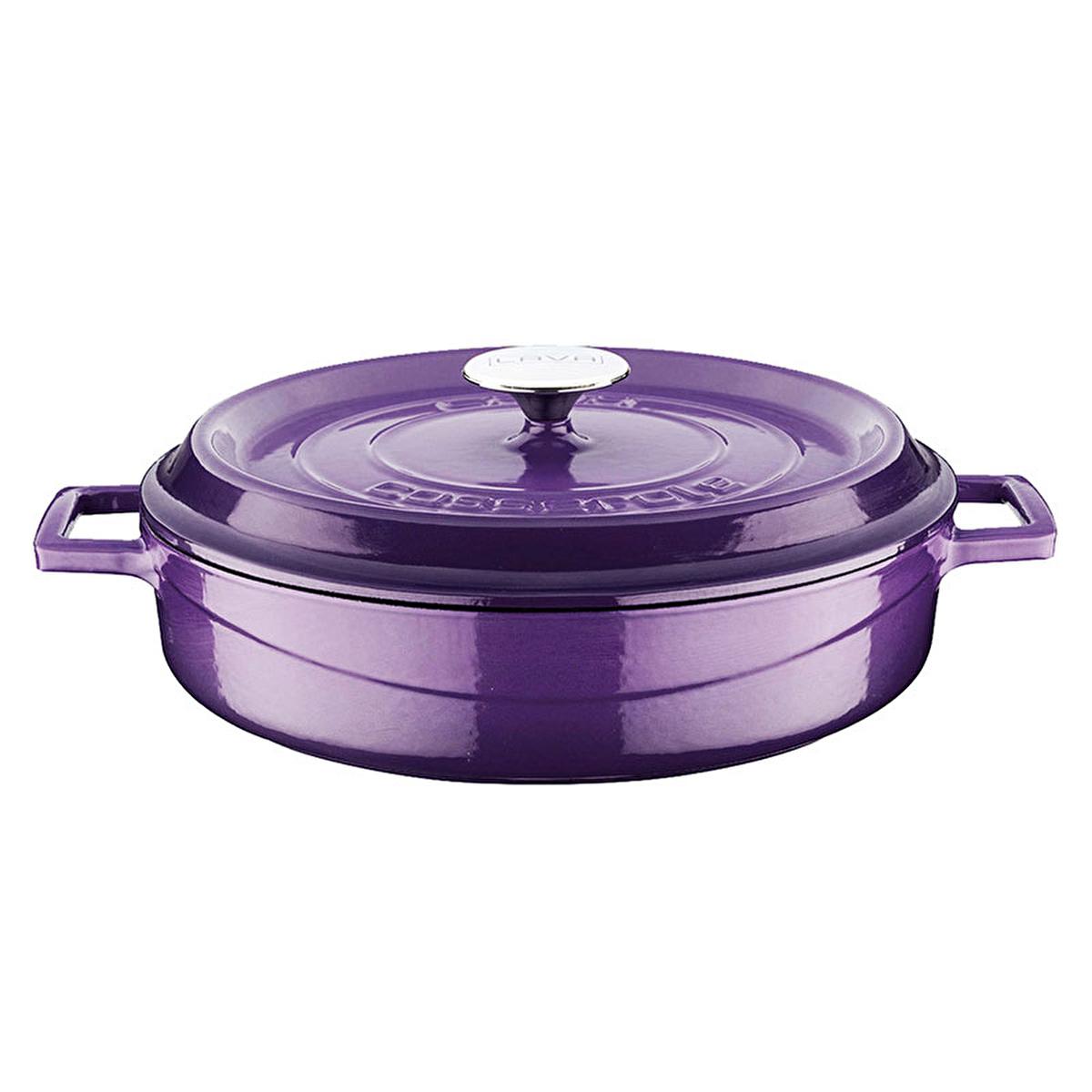 Lava Purple Cast Iron Multi-Purpose Cookware - 11 Inch Round Enamel Coated Pot