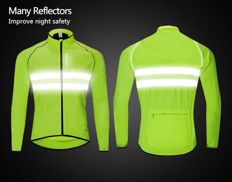 WOSAWE Men Cycling Windbreaker MTB Bicycle Long Sleeve Coat Water Resistant Outdoor Sport Jersey