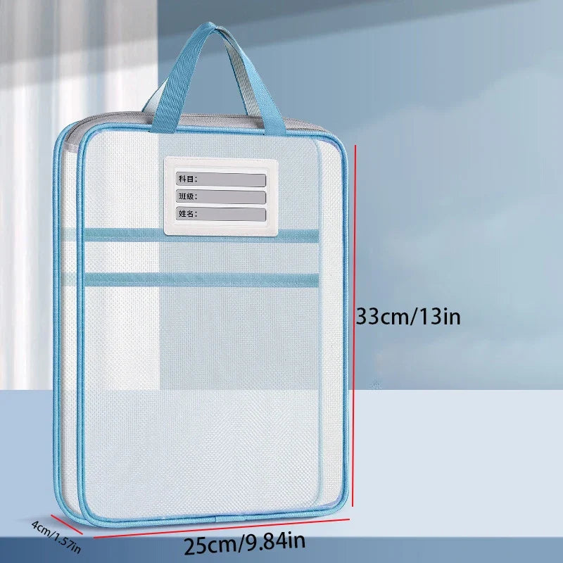 A4 Stationery Storage Bag Double-layer Mesh Zipper Bag