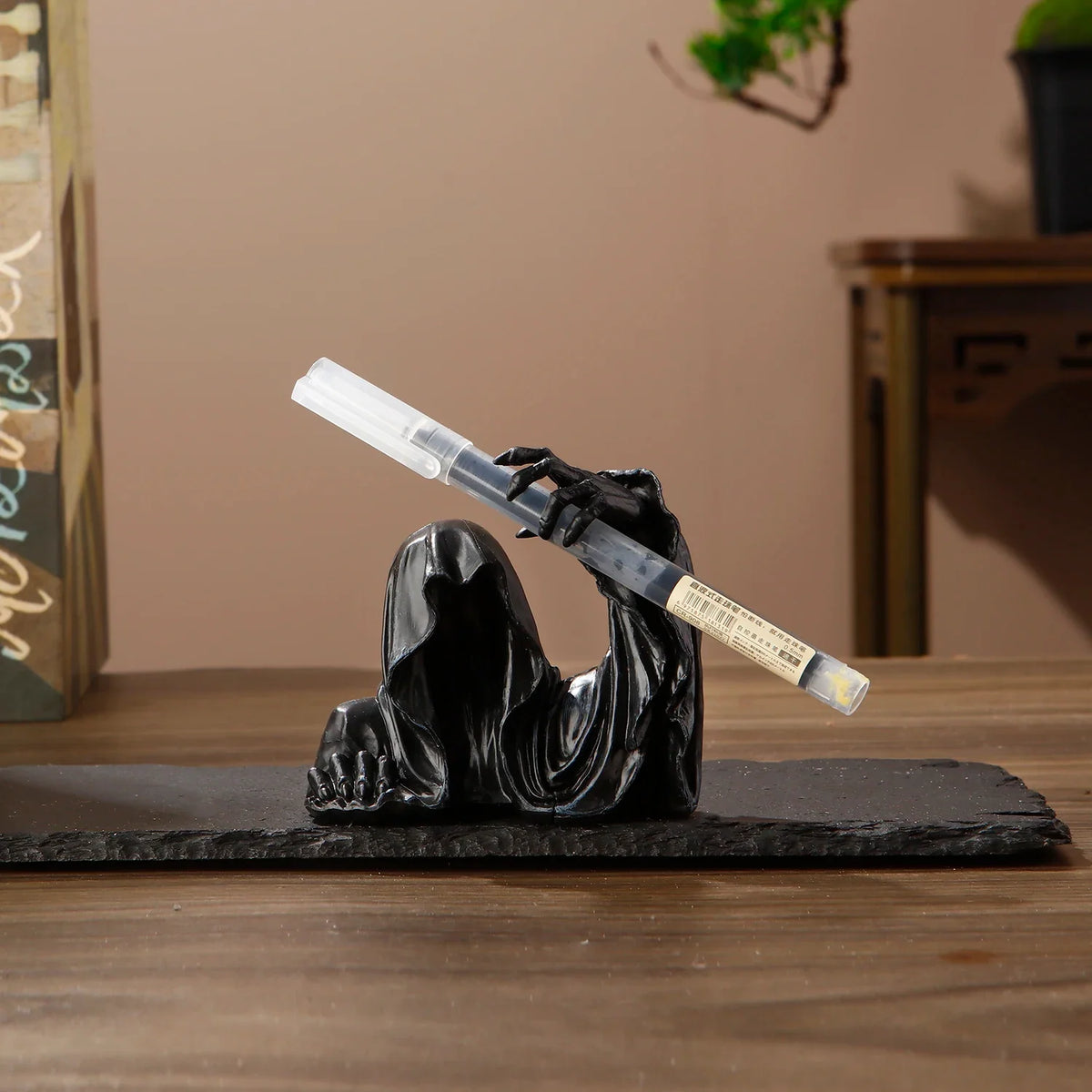Resin Pen Holder Grim Reaper Sculpture
