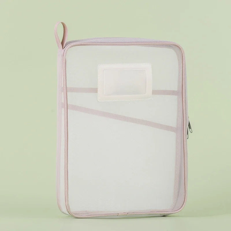 A4 Stationery Storage Bag Double-layer Mesh Zipper Bag