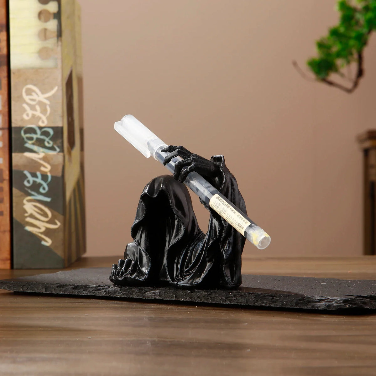 Resin Pen Holder Grim Reaper Sculpture