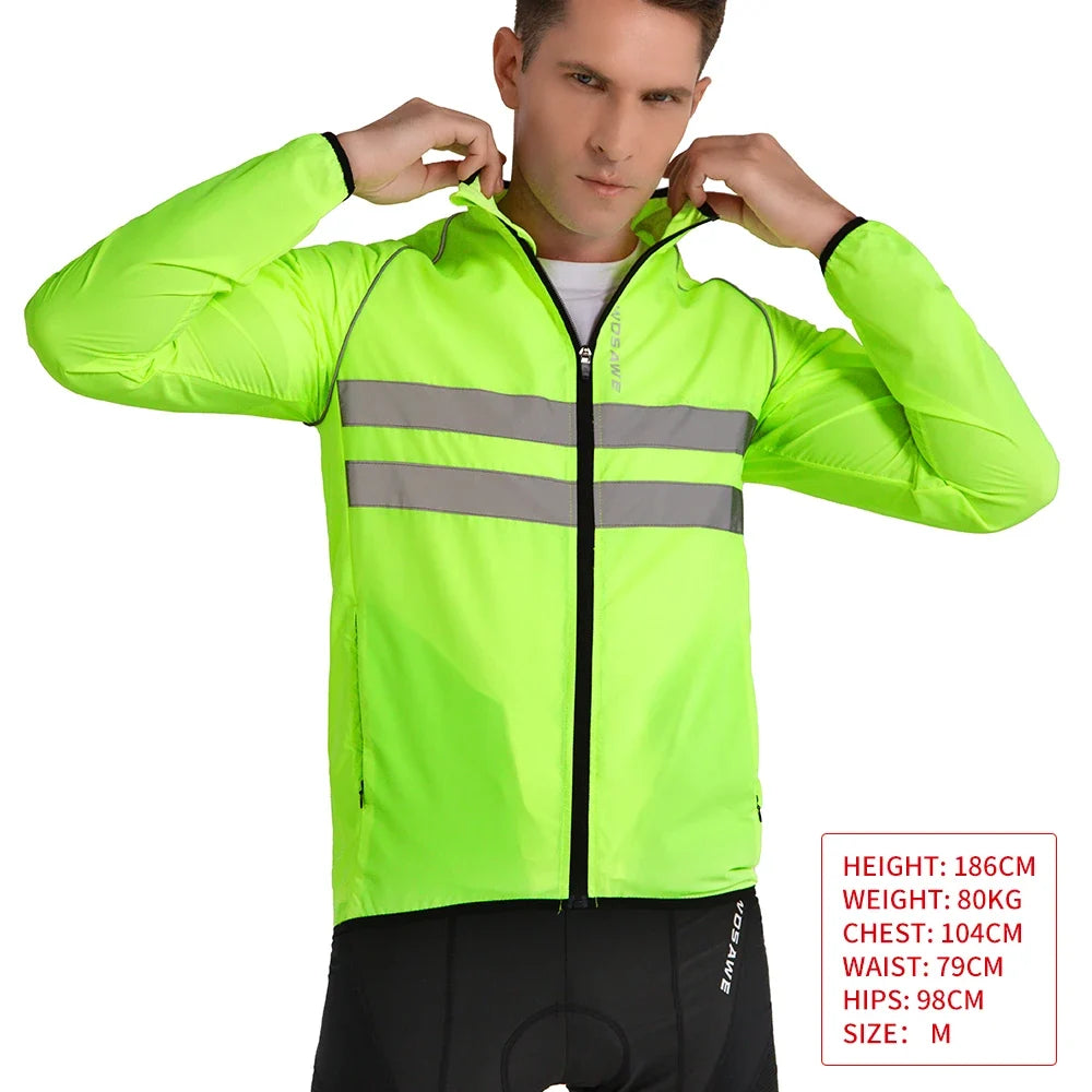 WOSAWE Men Cycling Windbreaker MTB Bicycle Long Sleeve Coat Water Resistant Outdoor Sport Jersey