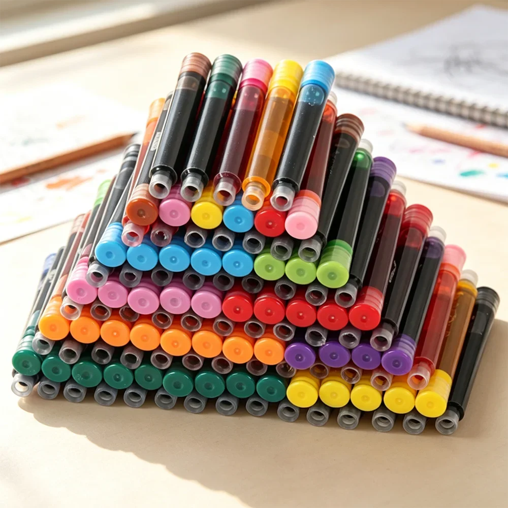 12-60PCS/Set Colourful Ink Sac Fountain Pen
