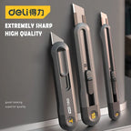 Deli Black Sk2 Blade 3 Styles High Quality Tool Push Button Self-Locking Paper Cutting Utility Knife