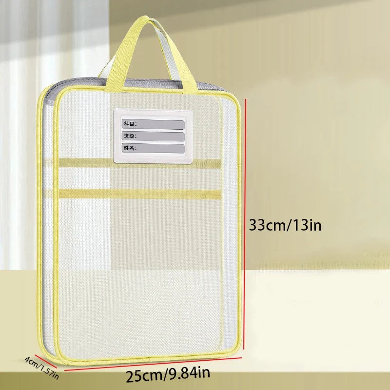 A4 Stationery Storage Bag Double-layer Mesh Zipper Bag