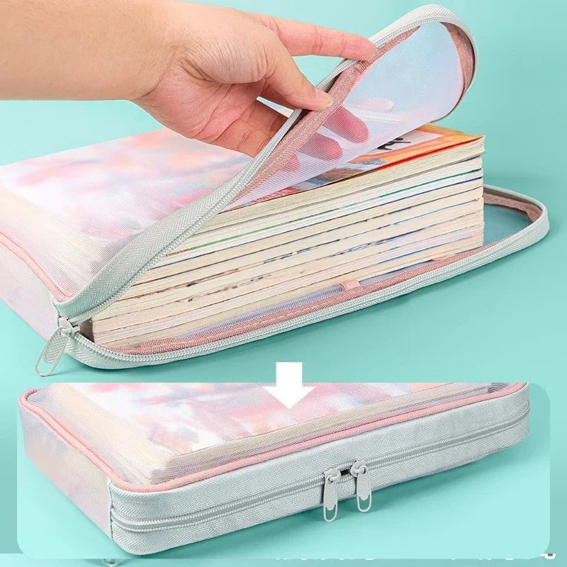 A4 Stationery Storage Bag Double-layer Mesh Zipper Bag