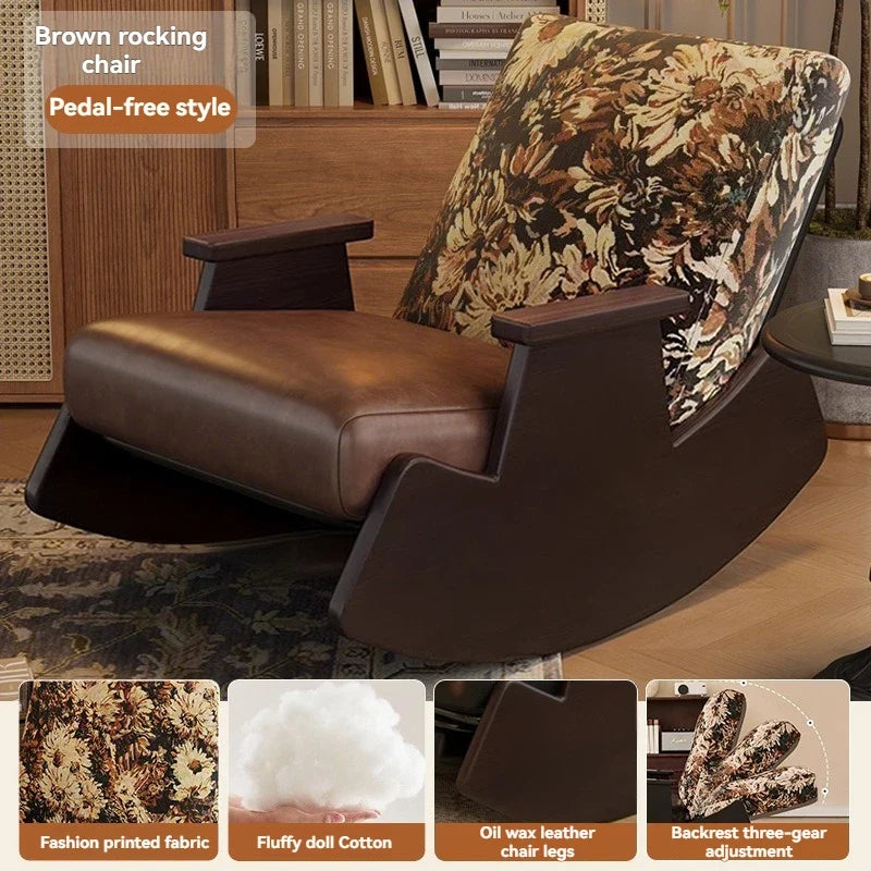 Solid wood retro rocking chair,