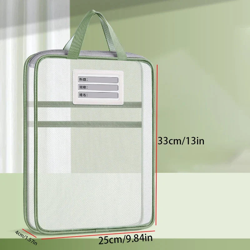 A4 Stationery Storage Bag Double-layer Mesh Zipper Bag