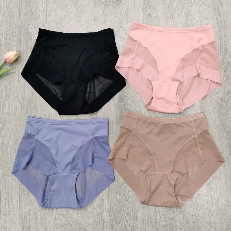 1/2/3/4 Pcs Womens Slimming Panties High Waist Tummy Control Briefs Female